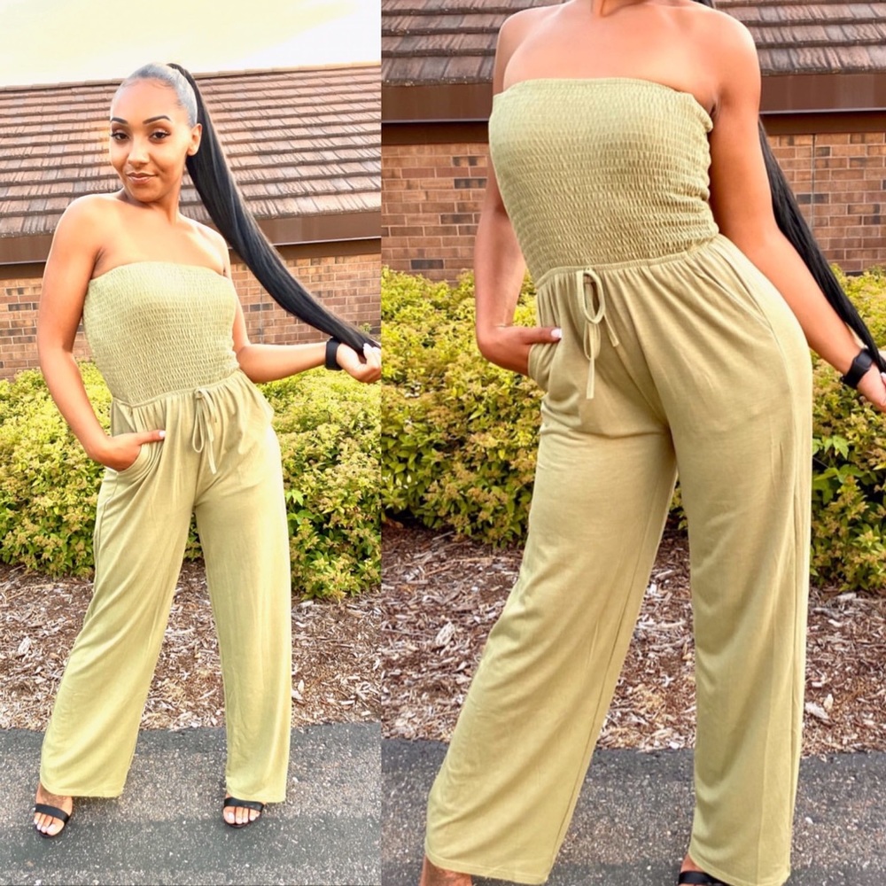 Olive Tube Top Jumpsuit